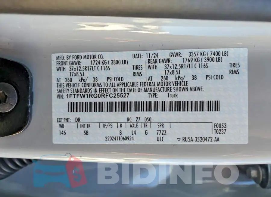 1FTFW1RG0RFC25527 Photo# 13