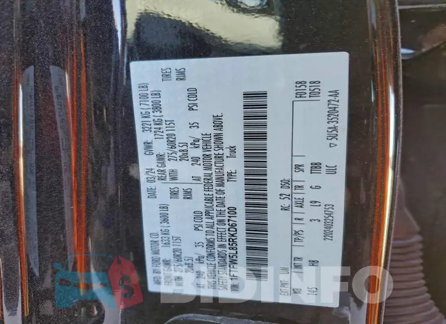 1FTFW5L85RKD67100 Photo# 12