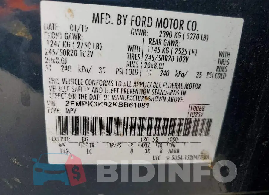 2FMPK3K92KBB61081 Photo# 13