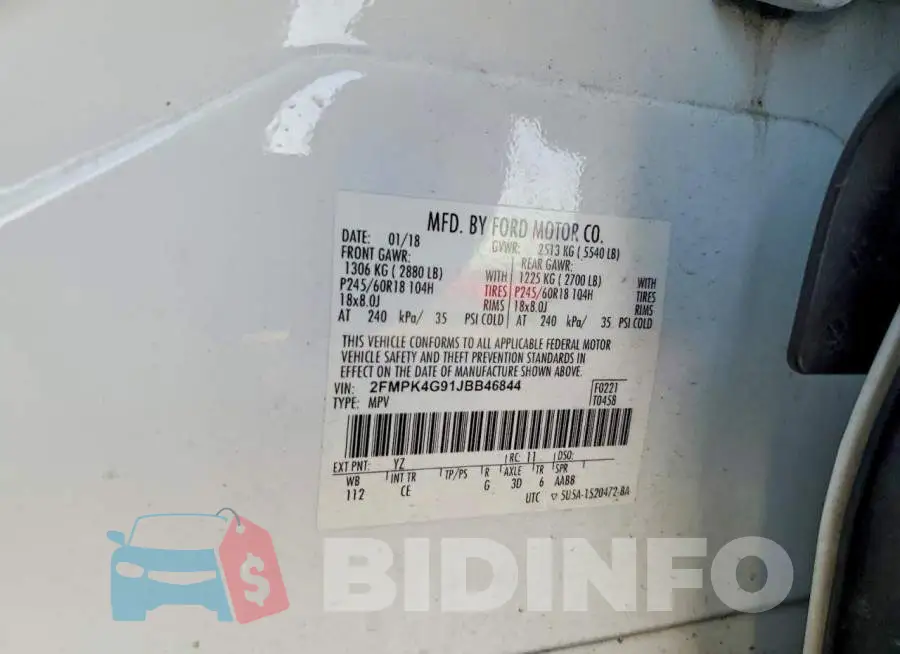 2FMPK4G91JBB46844 Photo# 13