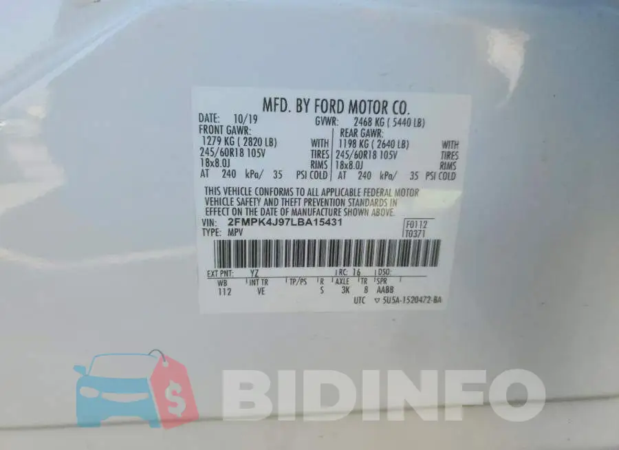 2FMPK4J97LBA15431 Photo# 13