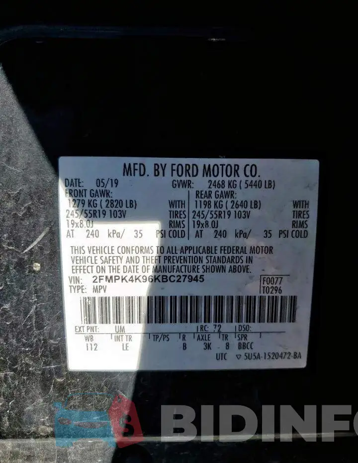 2FMPK4K96KBC27945 Photo# 14
