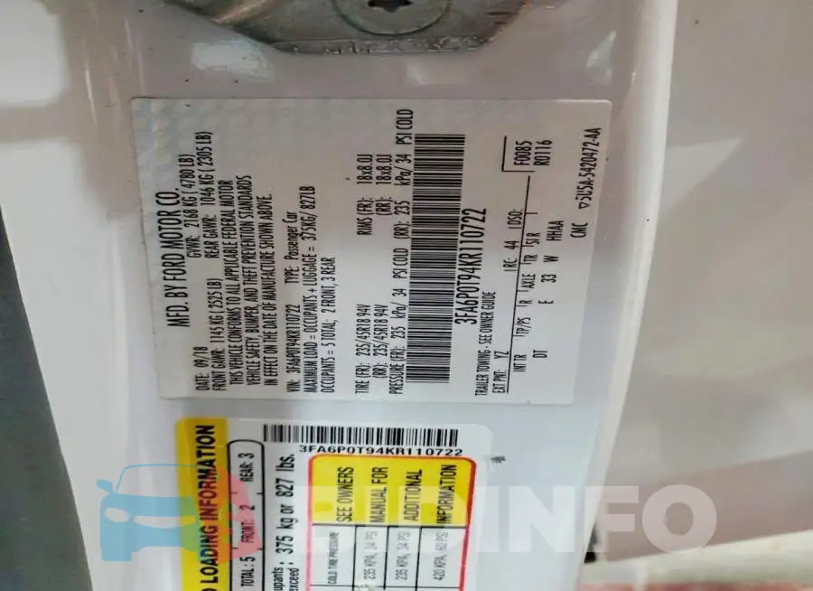3FA6P0T94KR110722 Photo# 12