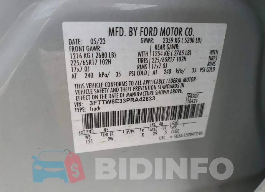 3FTTW8E33PRA42833 Photo# 12