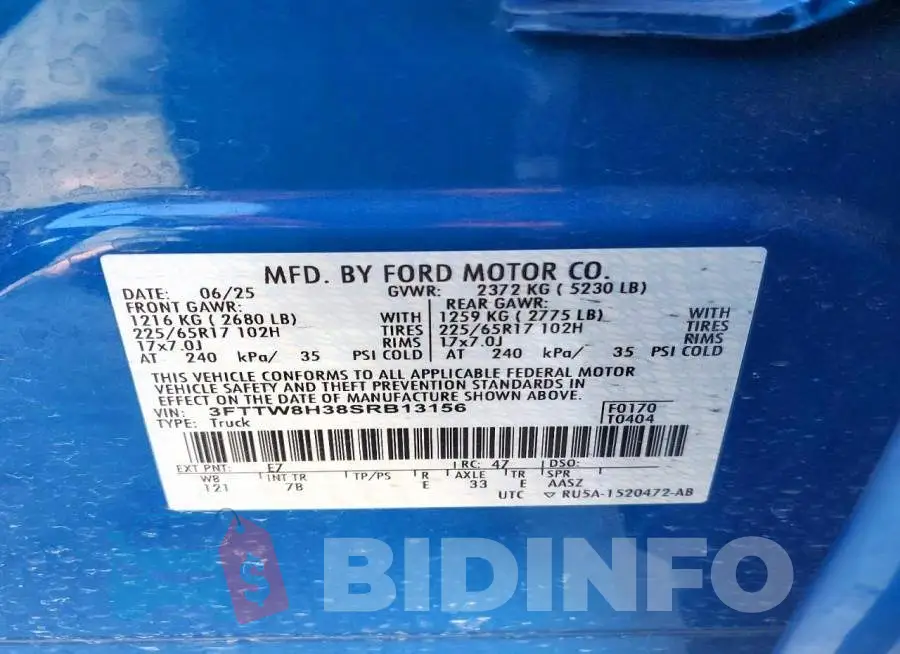 3FTTW8H38SRB13156 Photo# 12