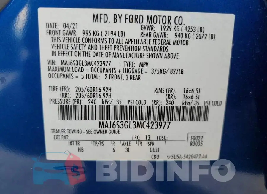 MAJ6S3GL3MC423977 Photo# 13
