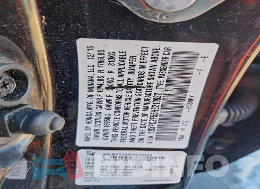 19XFC2F55HE210922 Photo# 13