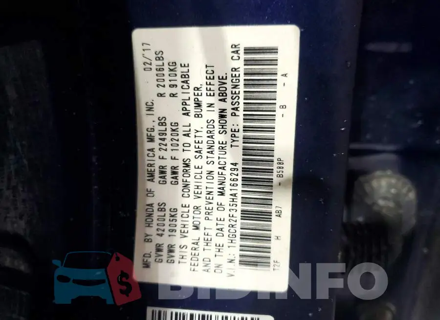 1HGCR2F35HA166294 Photo# 12