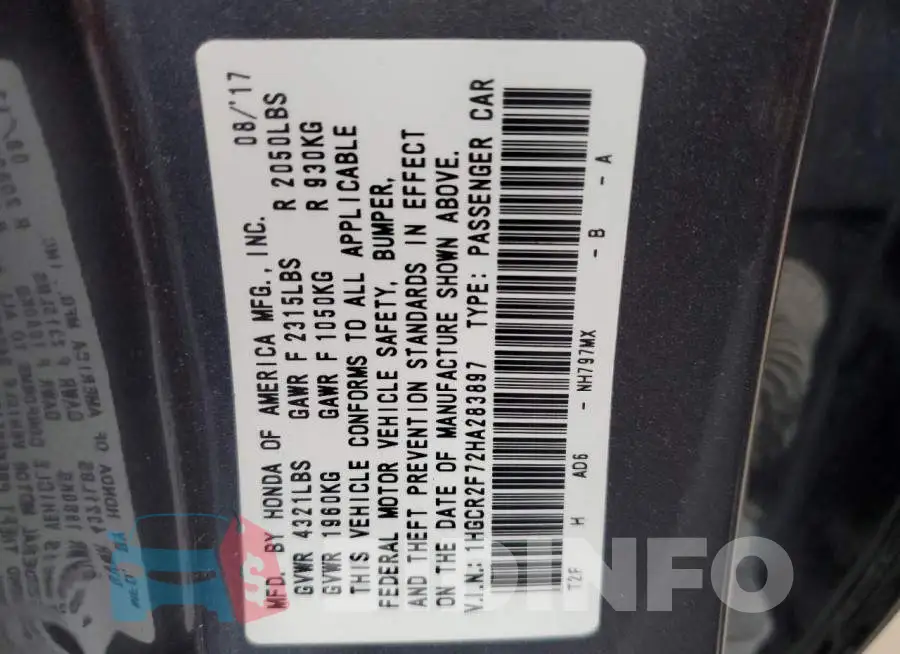 1HGCR2F72HA283897 Photo# 13