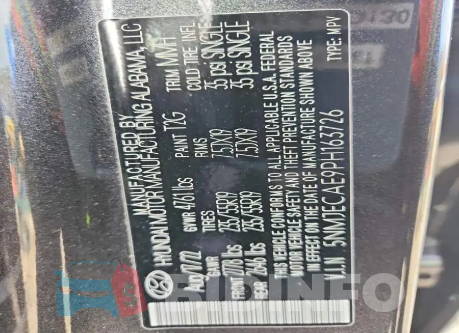 5NMJECAE9PH163726 Photo# 14