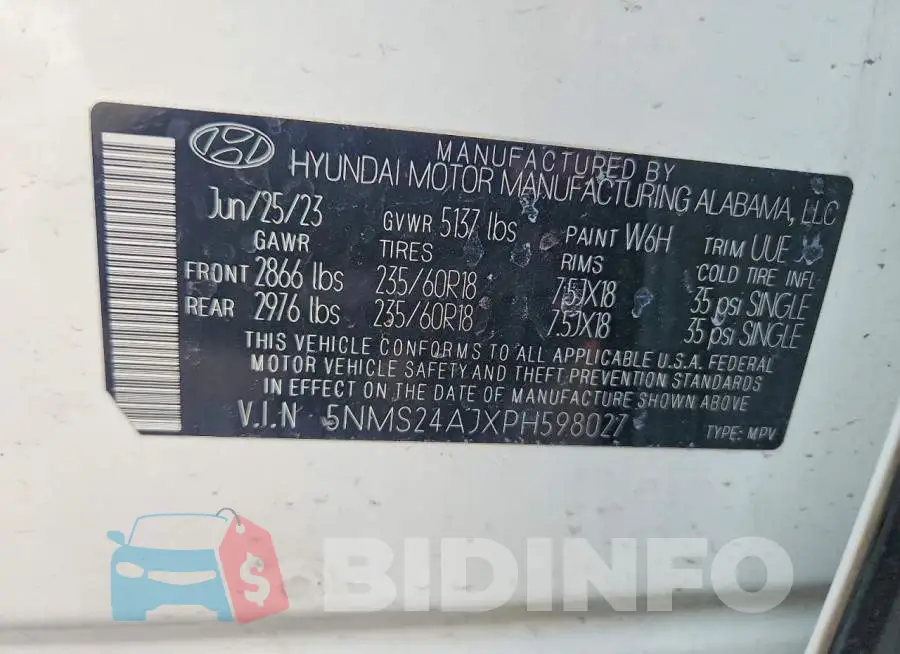 5NMS24AJXPH598027 Photo# 12
