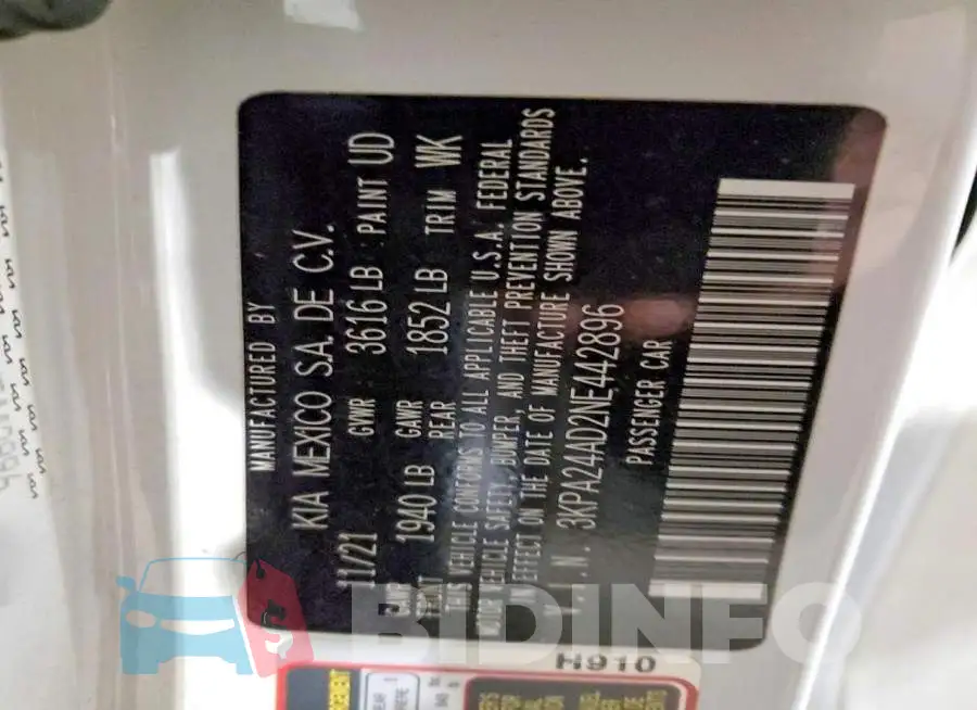 3KPA24AD2NE442896 Photo# 12