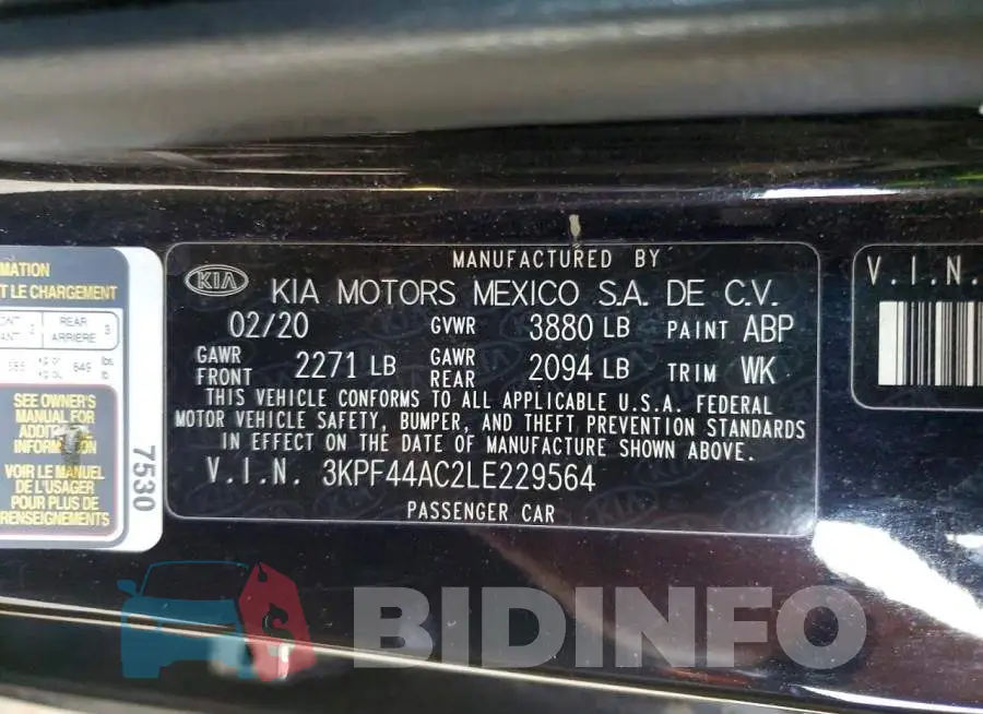 3KPF44AC2LE229564 Photo# 12