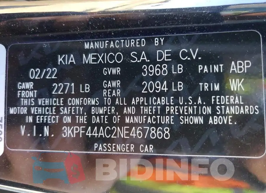 3KPF44AC2NE467868 Photo# 13
