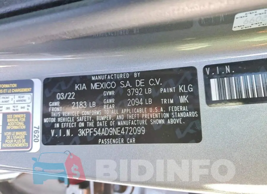 3KPF54AD9NE472099 Photo# 13