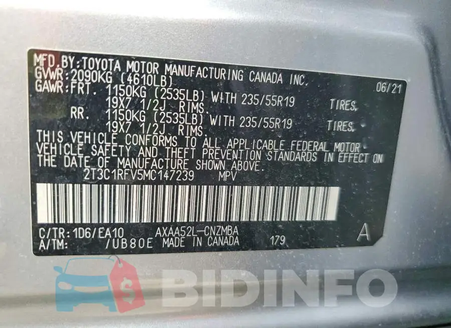 2T3C1RFV5MC147239 Photo# 14