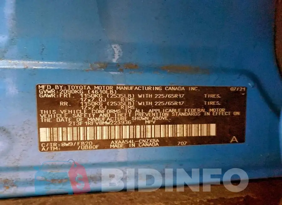 2T3F1RFV8MW223936 Photo# 13
