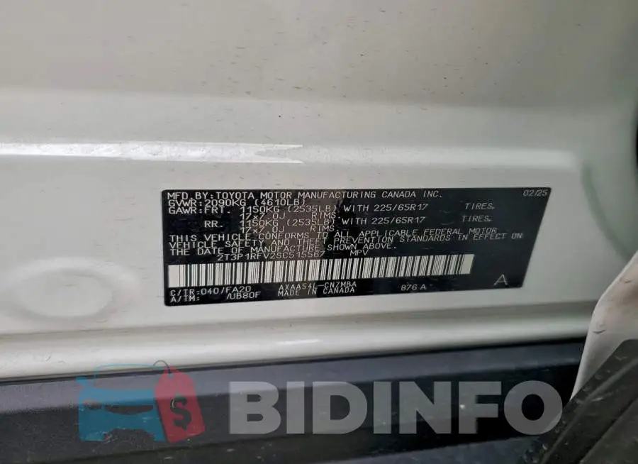 2T3P1RFV2SC515567 Photo# 13