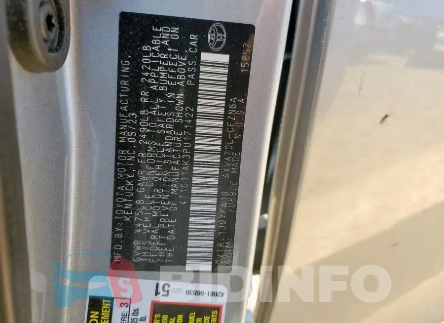 4T1C11AK3PU171422 Photo# 13