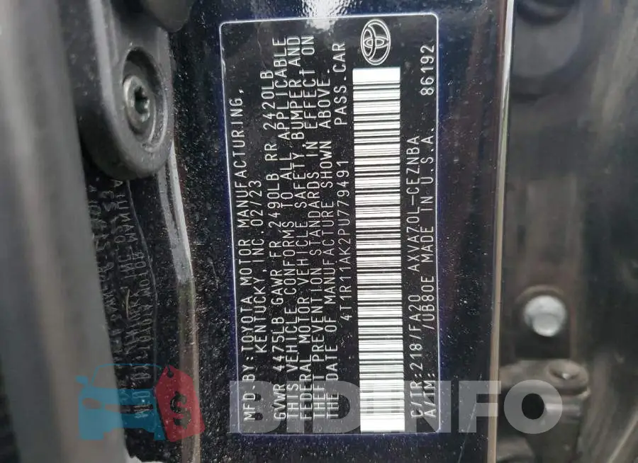 4T1R11AK2PU779491 Photo# 12