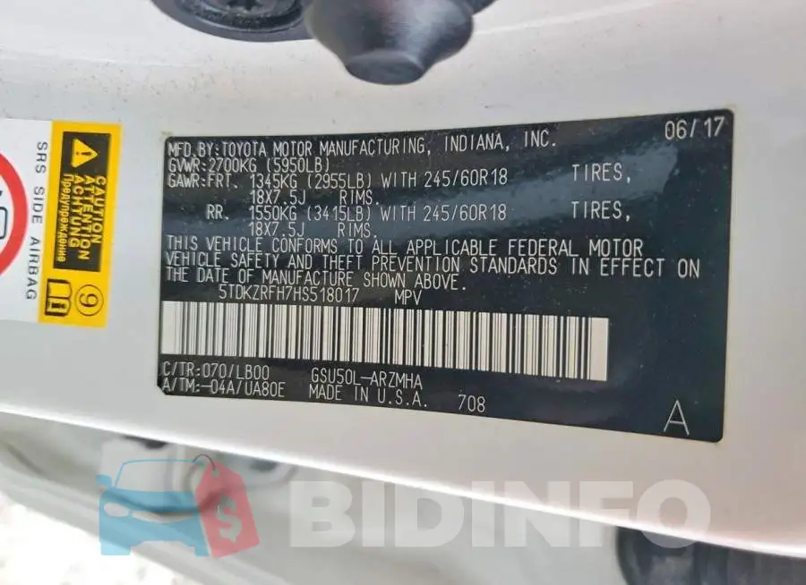 5TDKZRFH7HS518017 Photo# 13