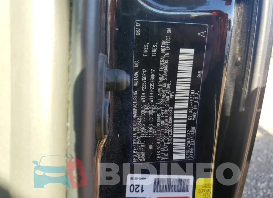 5TDYZ3DCXHS863640 Photo# 13