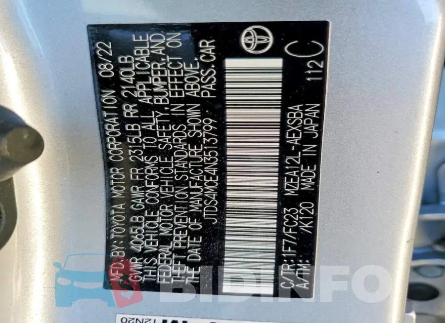 JTDS4MCE4N3513799 Photo# 12