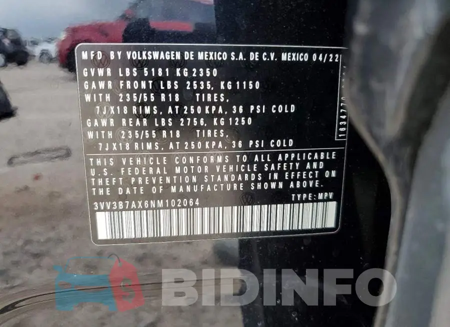 3VV3B7AX6NM102064 Photo# 12