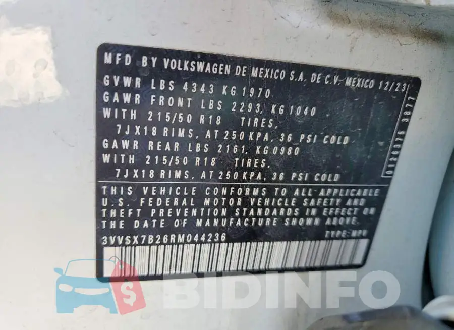 3VVSX7B26RM044236 Photo# 14
