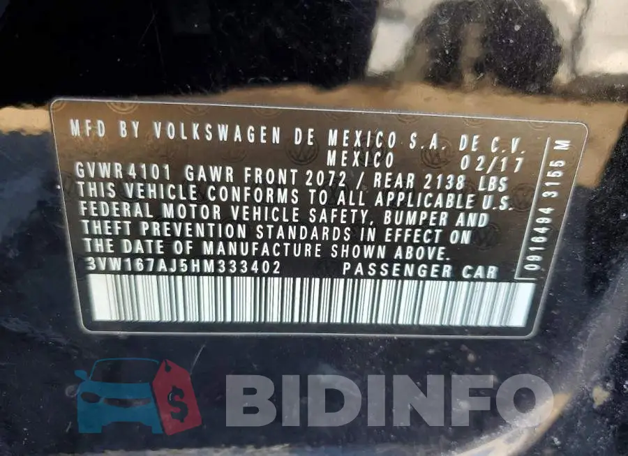 3VW167AJ5HM333402 Photo# 12