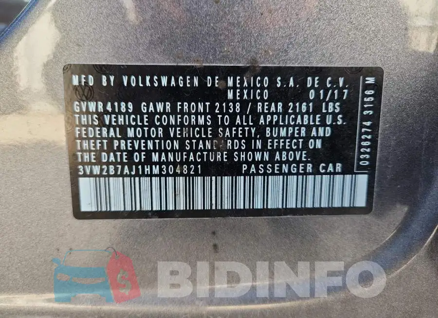 3VW2B7AJ1HM304821 Photo# 12