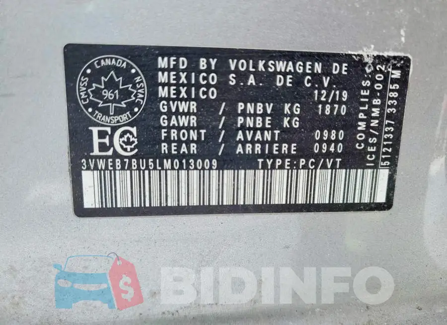 3VWEB7BU5LM013009 Photo# 12