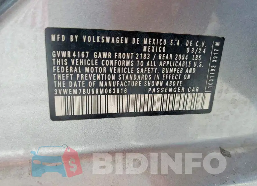 3VWEM7BU5RM063816 Photo# 12