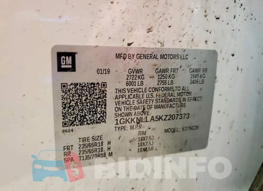 1GKKNLLA5KZ207373 Photo# 11