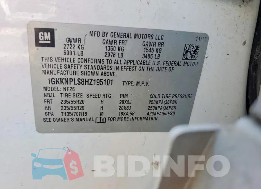 1GKKNPLS8HZ195101 Photo# 13