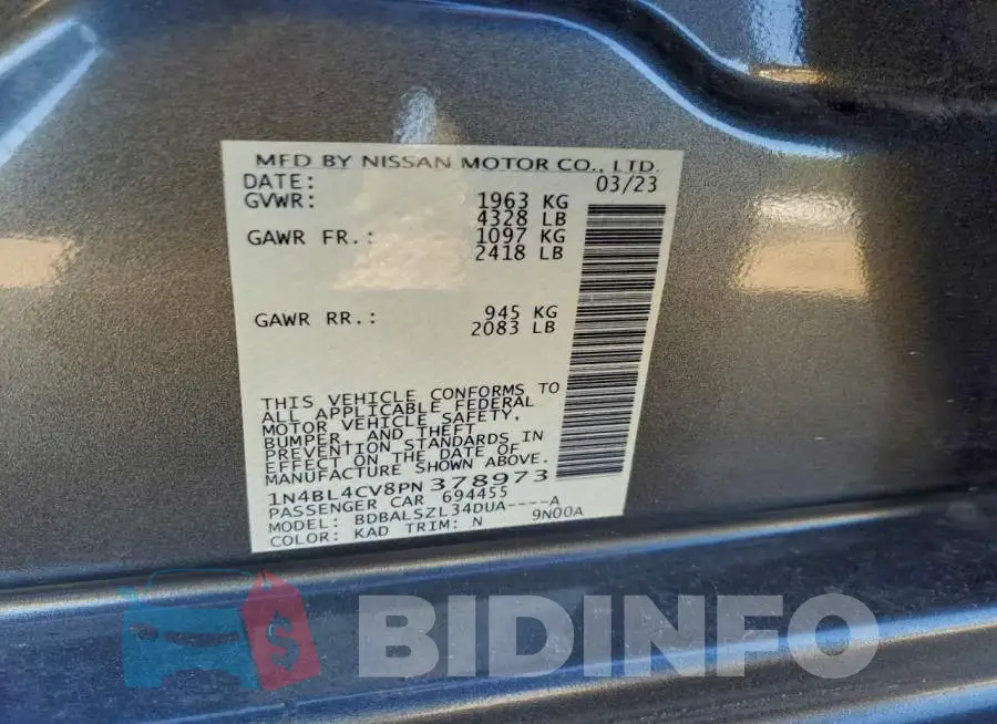 1N4BL4CV8PN378973 Photo# 12