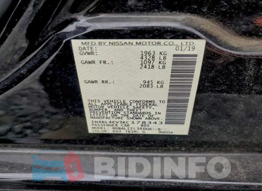 1N4BL4EV3KC178343 Photo# 12