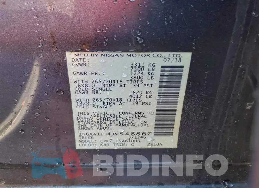 1N6AA1EJ4JN548867 Photo# 12