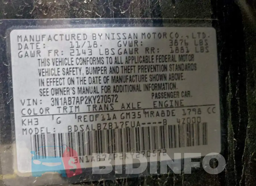 3N1AB7AP2KY270572 Photo# 12