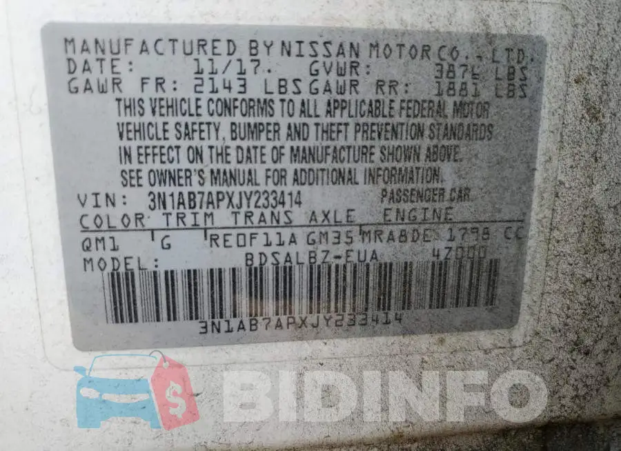 3N1AB7APXJY233414 Photo# 12