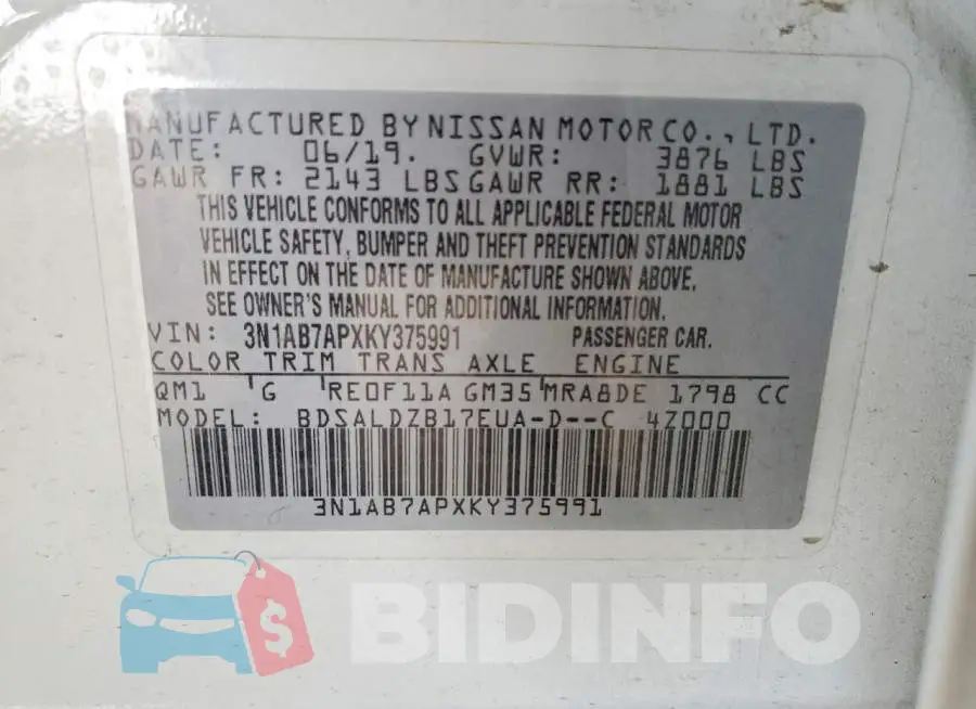 3N1AB7APXKY375991 Photo# 12