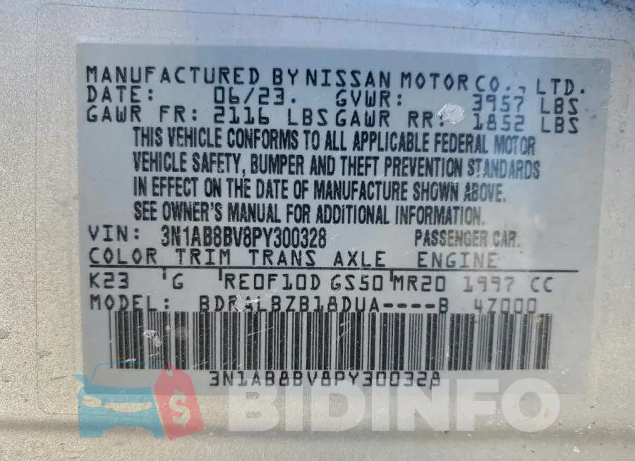 3N1AB8BV8PY300328 Photo# 12