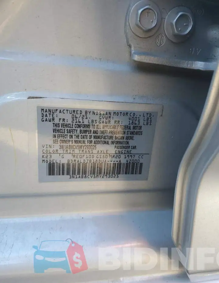 3N1AB8CV5MY293025 Photo# 12
