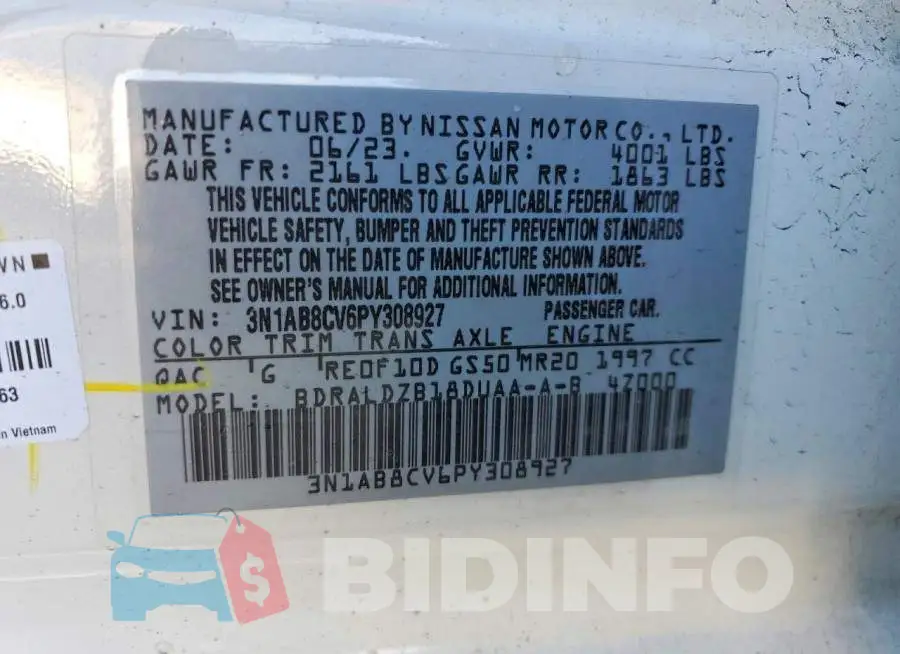 3N1AB8CV6PY308927 Photo# 12