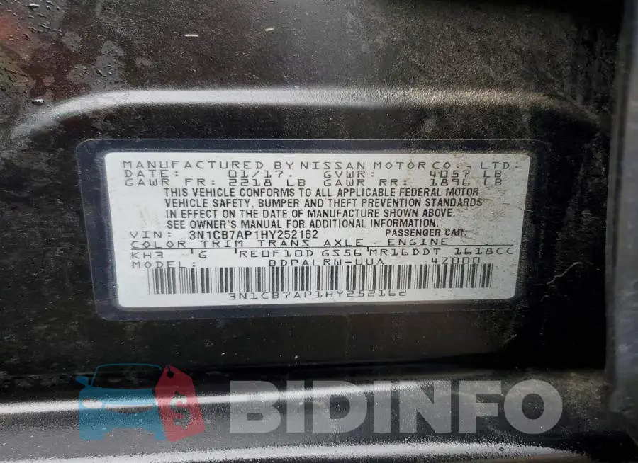 3N1CB7AP1HY252162 Photo# 12