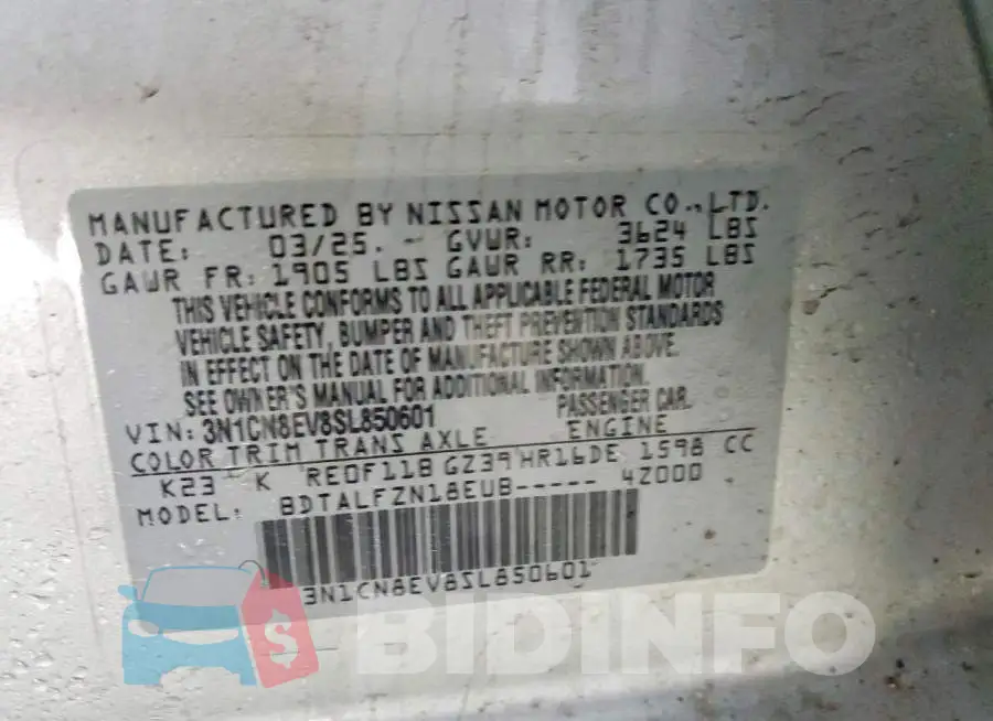 3N1CN8EV8SL850601 Photo# 12