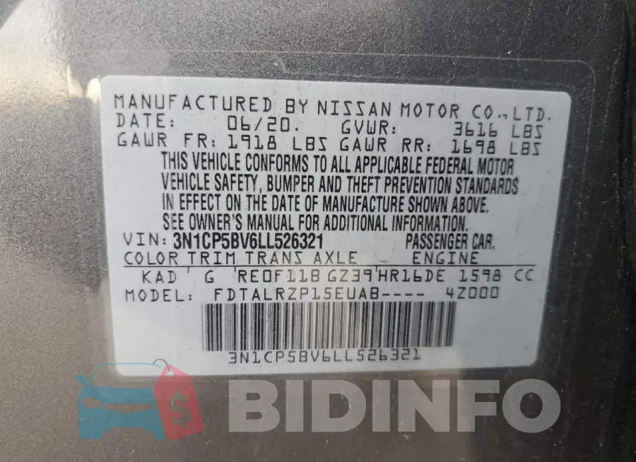 3N1CP5BV6LL526321 Photo# 13