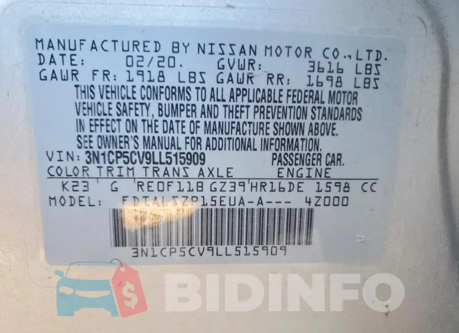 3N1CP5CV9LL515909 Photo# 12