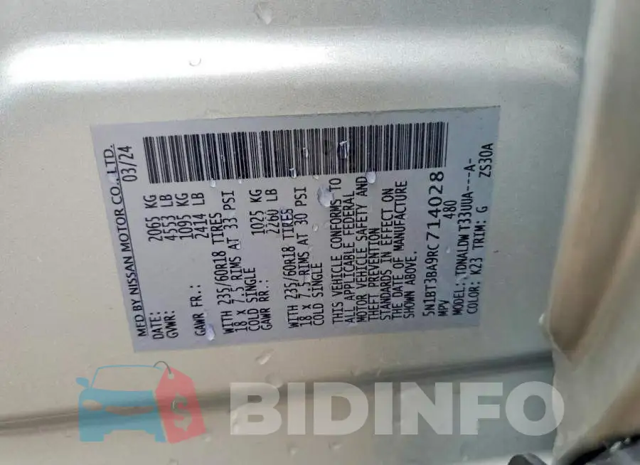 5N1BT3BA9RC714028 Photo# 14