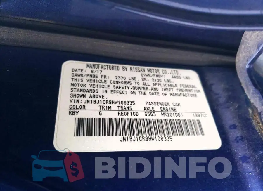 JN1BJ1CR9HW106335 Photo# 13